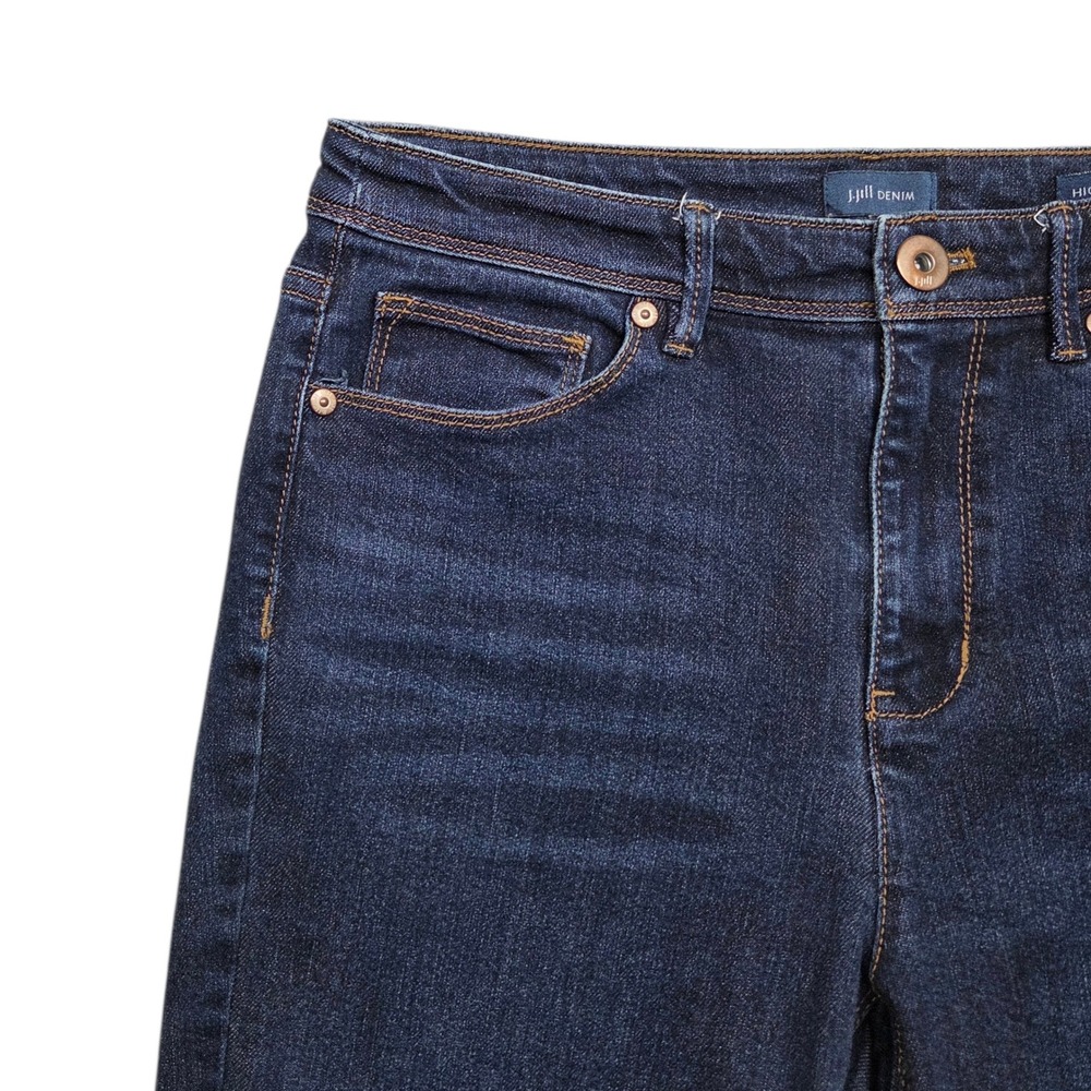 J Jill High Rise Straight Leg Jeans Womens 4 Mid Rise Denim Dark Wash - Picture 3 of 9